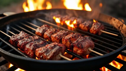  Grilling to perfection  Sizzling kebabs on a BBQ