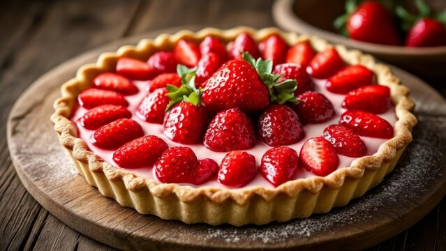 Deliciously tempting strawberry tart ready to be savored