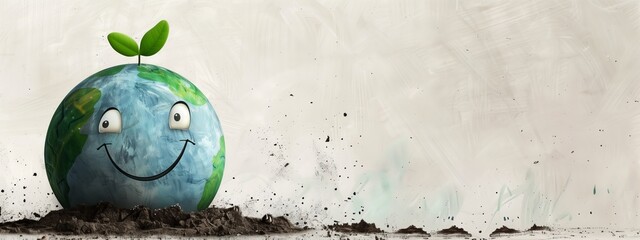 Optimistic Earth Illustration with Sprout: Revitalizing Our Planet Theme