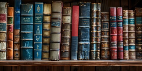 Bookshelf with literature classics, labeled sections, close-up, inviting read 