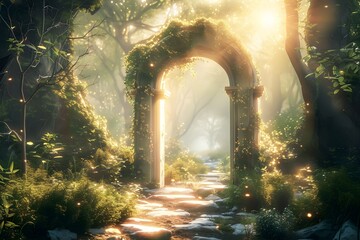 An enchanting archway in a mystical forest