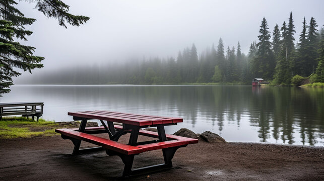 bench on the lake  high definition(hd) photographic creative image