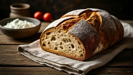  Deliciously rustic bread ready to be savored