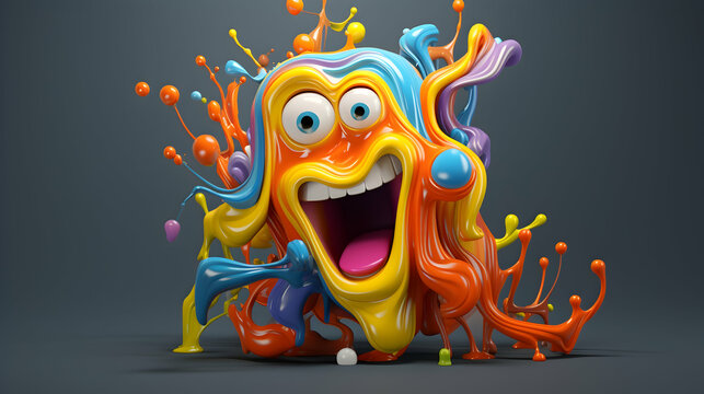 A 3D rendering capturing the creativity of a paint tube character,