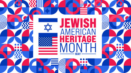 Obraz premium May is Jewish American Heritage Month geometric shape pattern background design template. use to background, banner, placard, card, and poster design template. vector illustration