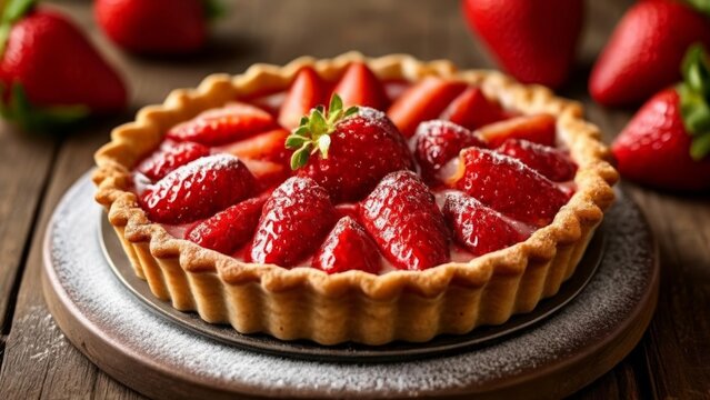  Deliciously tempting strawberry tart ready to be savored