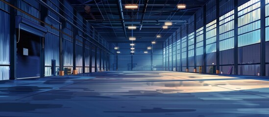 Spacious warehouse housing numerous windows and abundant lighting throughout the vast space