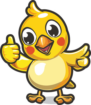 A logo with a yellow bird who has a happy smile  