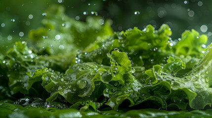 Vegetable Poster Leafy Greens Splash Water Solid Background