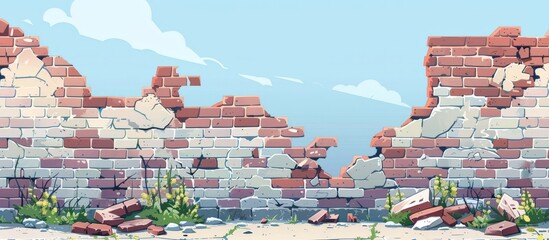 Cartoon illustration of a brick wall with a broken window depicting the need for repairs from initial signs of cracking