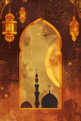 Happy Islamic new year, Ramadhan banner gretting card template vector design