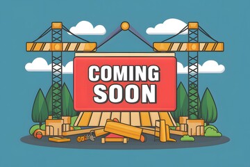 Vector illustration showcasing coming soon under construction concept