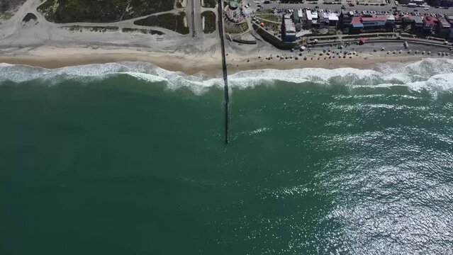 Drone Shot Over the Ocean of the US and Mexico Border