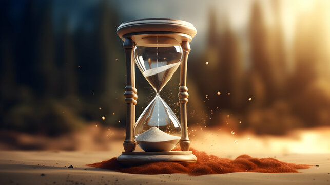 A 3D rendering featuring a wise hourglass character,