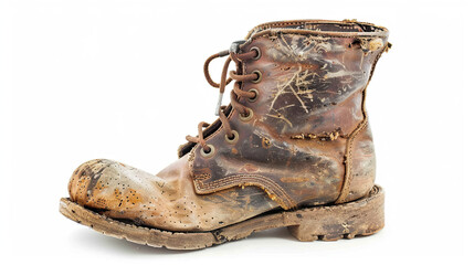 Old boot over white background