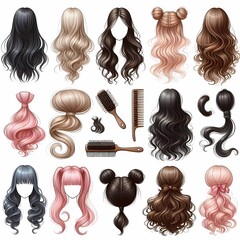 collection of different hairstyles including one of the most popular hairstyles on a white background