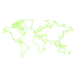 "Discover the world in style with this captivating green outline art world map. PNG background removed. Perfect for travel enthusiasts and modern decor."