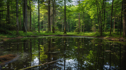 Fototapeta na wymiar A peaceful forest pond