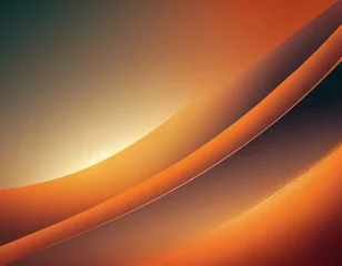 Foto op Canvas オレンジ色の光沢のあるデジタルな波型の抽象背景素材。CG風。AI生成画像。 © pukupix
