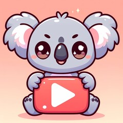 cute animal with youtube logo
