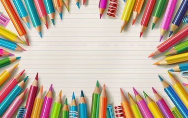 Fototapeta premium Assortment of coloured pencils with shadow on white background