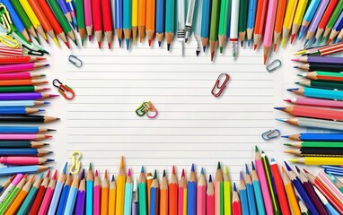 Fototapeta premium Assortment of coloured pencils with shadow on white background