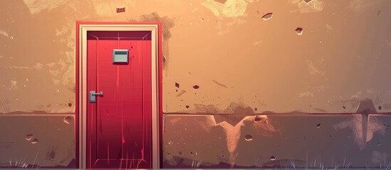 A dog is standing in front of a red door. The door is solid and made of steel with a thickness of 1-4 inches.