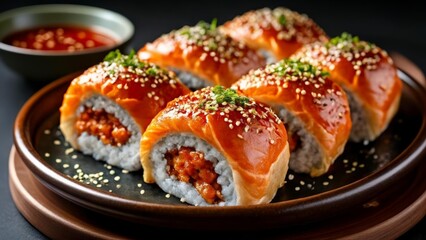  Deliciously crafted sushi rolls ready to be savored - Powered by Adobe
