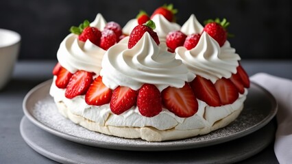 Obraz na płótnie Canvas Deliciously decadent strawberry shortcake ready to be savored