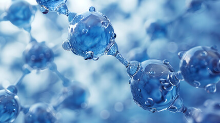 Scientific Molecular Model Visualization, Blue Hued Background, Generative AI