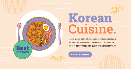 Hand drawn korean restaurant facebook template