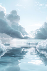 Serene Cloudscape Reflection Over Tranquil Water - 783735595