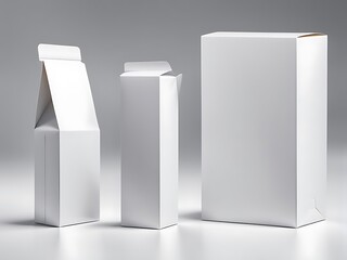  White plain blank empty unfolded vertical product packaging branding box on an isolated background design. 