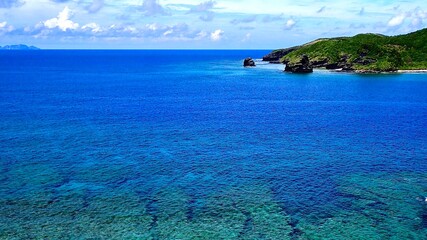 沖縄県慶良間諸島嘉比島から見た海の風景