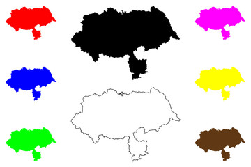 Obraz premium North Yorkshire (United Kingdom of Great Britain and Northern Ireland, England, Non-metropolitan county, shire county) map vector illustration, scribble sketch North Yorkshire map....