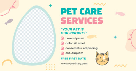 Hand drawn veterinary care facebook template