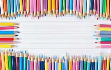 Fototapeta premium Assortment of coloured pencils with shadow on white background