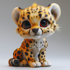 A cute and happy baby cheetah 3d illustration