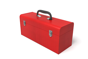 Red toolbox closed on white background