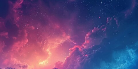 Vivid Cosmic Sky With Hues of Blue and Magenta at Twilight - obrazy, fototapety, plakaty