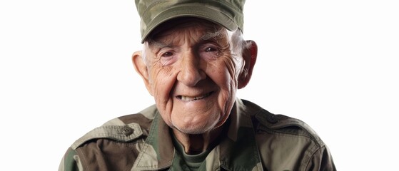 The joyful smile of a resilient veteran wearing a military cap speaks volumes of his proud service and enduring spirit.