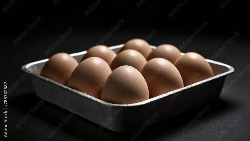 Poster  Freshly laid eggs in a tray ready for market