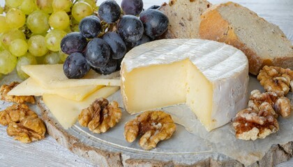 A classic French cheese platter with varieties