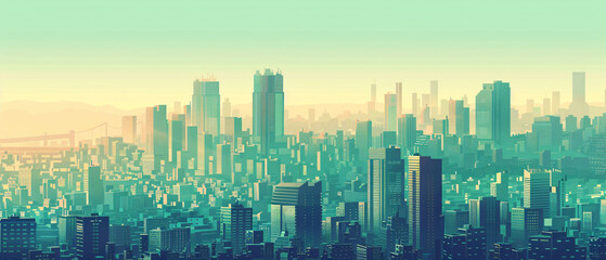 City skyline, abstract concept technology city business background illustration
