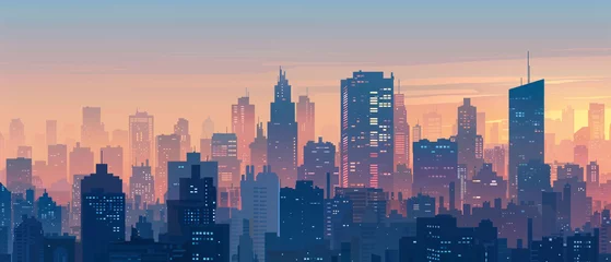 Gordijnen City skyline, abstract concept technology city business background illustration © lin