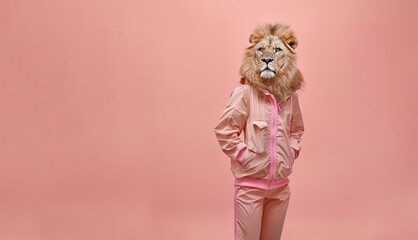 A lion dressed in sportswear.