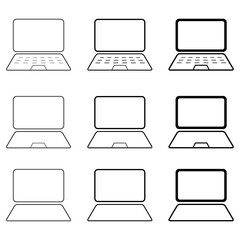 Set of laptop flat web icon, notebook computer technology symbol , blank display vector illustration - 783744768