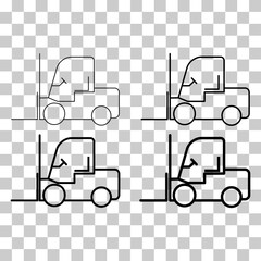 Set of Forklift transport icon, industry vehicle machine symbol, fork truck warehouse vector illustration - 783744789