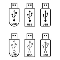 Set of USB icon technology, connect device sign, electronic portable symbol ,vector illustration media - 783744793