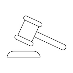 Judge hammer icon, law auction symbol, gavel justice sign vector illustration button - 783744796
